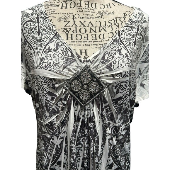 Apt 9 Y2K Blouse Top Women's Plus 2X  Multi Color Beaded Whimsigoth Grunge - Picture 2 of 8